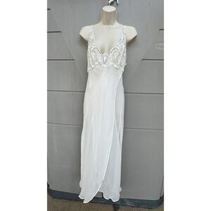 VTG JONQUIL DIANE SAMANDI Ivory Lace Bodice Night Gown Sz L Bridal Coquette Fair